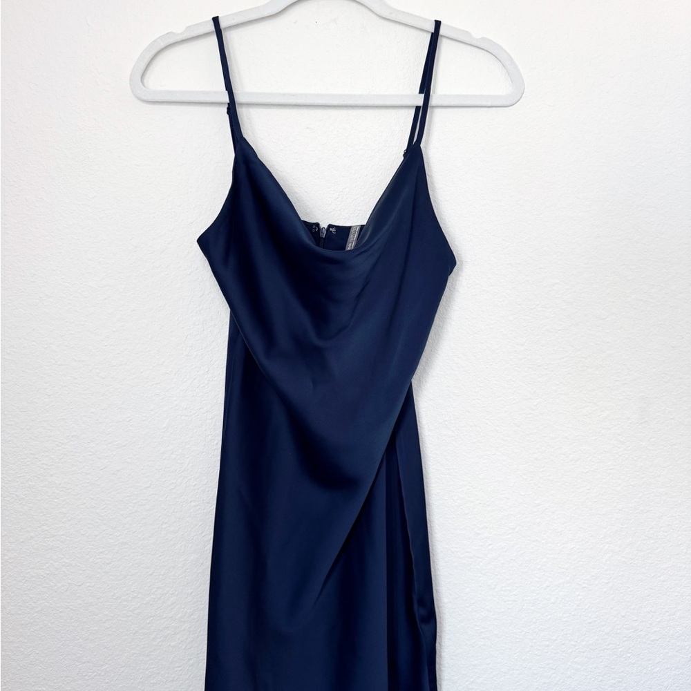 Urban Outfitters navy blue silk dress with adjustable straps